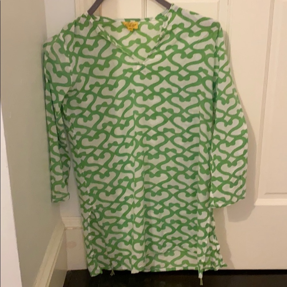 Roberta Roller Rabbit, Green and White Tunic